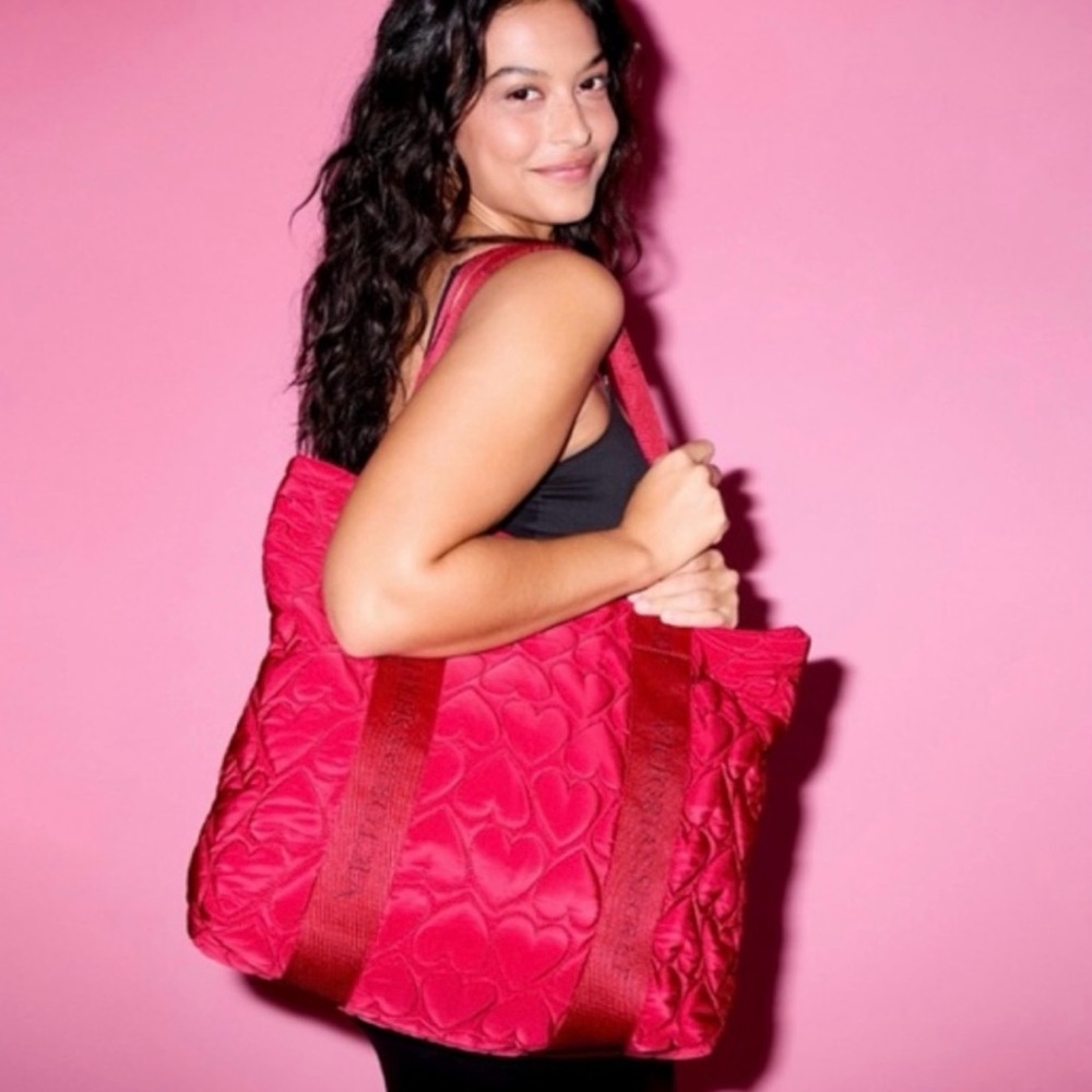 Stylish Red Quilted Tote Bag